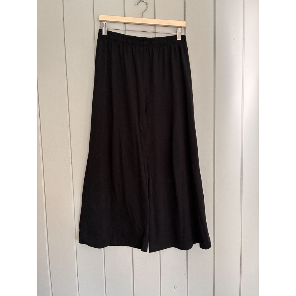 Z Supply Black Wide Leg Lounge Pants M Medium 100% Cotton Pull-On Cropped